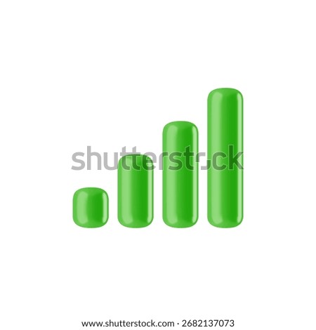 Vector cartoon 3d mobile signal sign. 3d Render of green weak signal strength icon. Plastic 5G Network symbol for infographic, web, app, design, game.