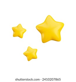 Vector cartoon 3d sparkle gold stars. Realistic 3d render magic game concept on white background. For web, apps, advert, game design, decor.