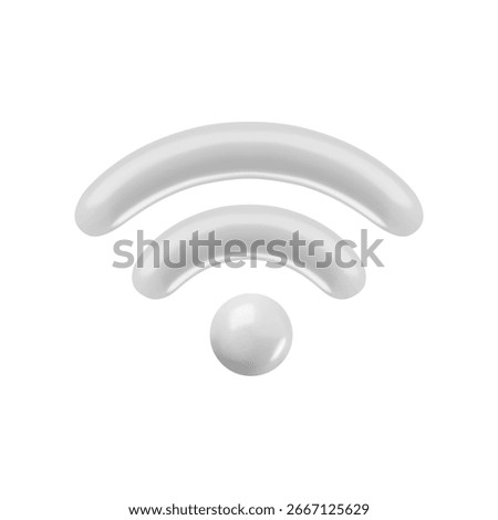 Vector cartoon 3d Wifi sign. 3d Render of white wireless internet signal icon. Plastic router waves network antenna symbol for infographic, web, app, Wi-Fi zone design, game.
