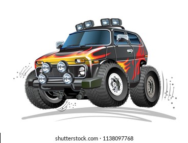 Vector Cartoon 4x4 Car. Available EPS-10 vector format separated by groups and layers for easy edit