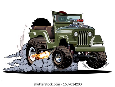 Vector Cartoon 4x4 car hot rod isolated on white background. Available EPS-10 separated by groups and layers with transparency effects for one-click repaint