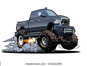 Vector Cartoon 4x4 pickup isolated on white background. Available EPS-10 separated by groups and layers with transparency effects for one-click repaint