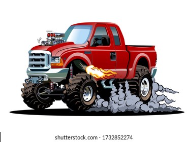 Vector Cartoon 4x4 pickup isolated on white background. Available EPS-10 separated by groups and layers with transparency effects for one-click repaint