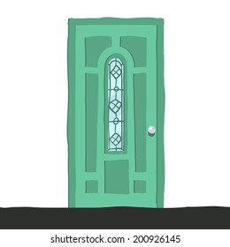 Vector cartoon abstract green door icon.  For ui, web games, tablets, wallpapers, and patterns.