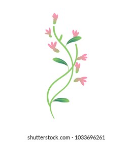 Vector cartoon abstract pink flower icon. Meadow garden spring easter women day romantic holiday, wedding invitation card decoration element summer floral Illustration white background