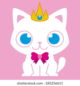 Vector Cartoon Adorable Cat Dressed Like A Princess