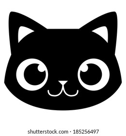 Vector Cartoon Adorable Cat Face Isolated Illustration