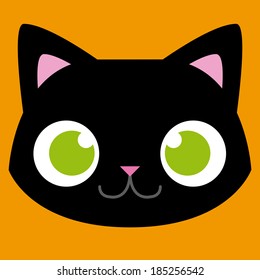 Vector Cartoon Adorable Cat Face Isolated Illustration