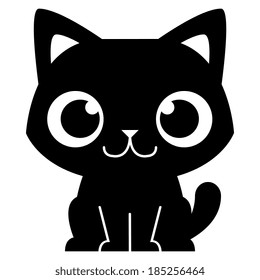 Vector Cartoon Adorable Little Cat Isolated Illustration