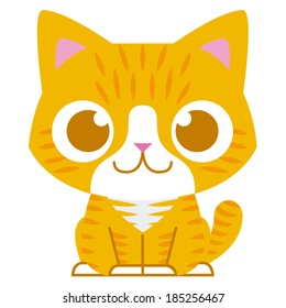 Vector Cartoon Adorable Little Cat Isolated Illustration