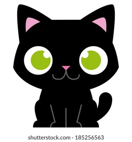 Vector Cartoon Adorable Little Cat Isolated Illustration