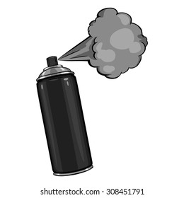 Vector Cartoon Aerosol Spray with Black Paint