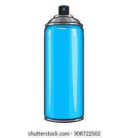 Vector Cartoon Aerosol Spray with Blue Paint