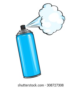 Vector Cartoon Aerosol Spray with Blue Paint