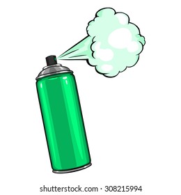 Vector Cartoon Aerosol Spray with Green Paint
