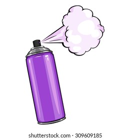 Vector Cartoon Aerosol Spray with Purple Paint