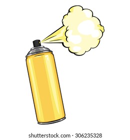 Vector Cartoon Aerosol Spray with Yellow Paint