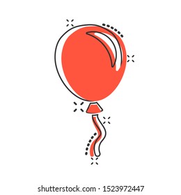 Vector cartoon air balloon icon in comic style. Birthday baloon concept illustration pictogram. Balloon business splash effect concept.
