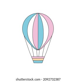 vector cartoon air balloon icon, flying, isolated color image