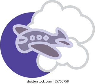 A vector of a cartoon aircraft.
