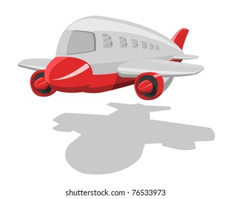 Vector cartoon airplane, isolated on white background