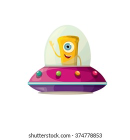 vector cartoon alien. martian ufo