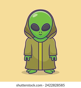 vector cartoon alien use hoodie art design