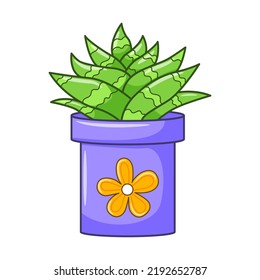 Vector Cartoon Aloe Pot Indoor Succulent Stock Vector (Royalty Free ...