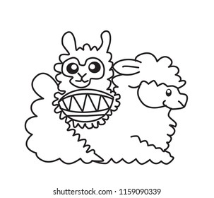 Vector cartoon alpaca  Isolated On White Background