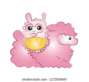 Vector cartoon alpaca  Isolated On White Background