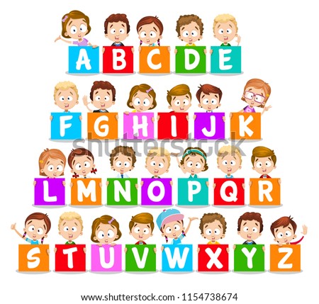 Vector Cartoon Alphabet Children Kids Characters Stock Vector (Royalty ...