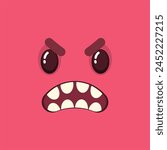 vector cartoon angry expression face. cute, monster