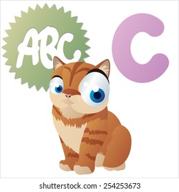 Vector cartoon animal abc: C is for Cat
