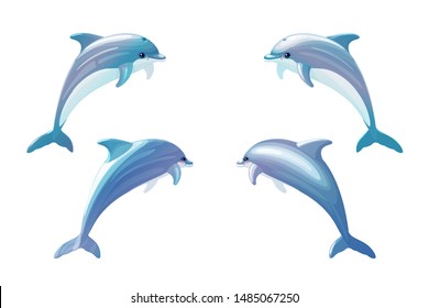 vector cartoon animal clip art bottlenose dolphins