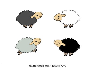 vector cartoon animal clipart happy cute sheeps