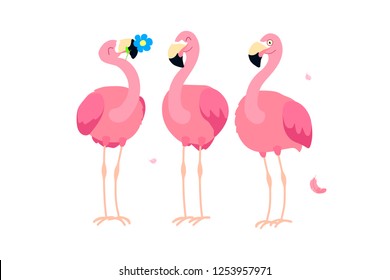 vector cartoon animal clipart happy pink flamingo