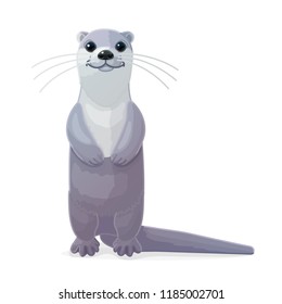 vector cartoon animal clipart: river common otter