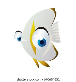 vector cartoon animal illustration. Cute funny colorful tropical exotic coral fish