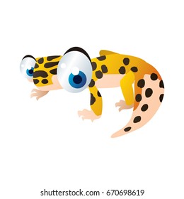 vector cartoon animal illustration. Cute funny colorful leopard gecko Lizard