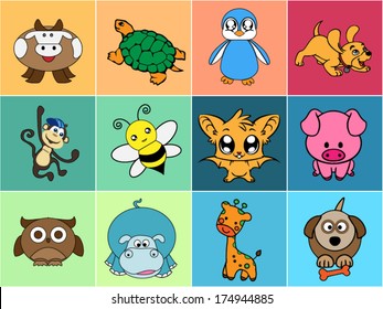 Vector Cartoon animal set