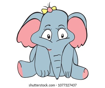 Vector cartoon animal. Sweet little elephant