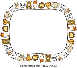 Vector Cartoon Animals Background Border