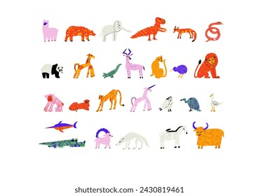 Vector cartoon animals illustration isolated on a white background