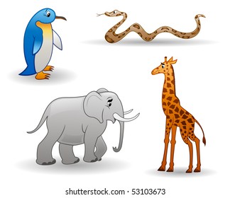 Vector cartoon animals isolated on a white background