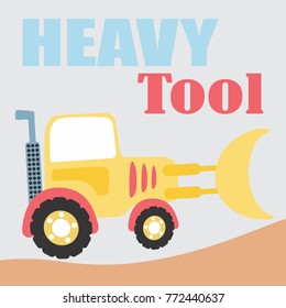 vector cartoon of animals on heavy tool