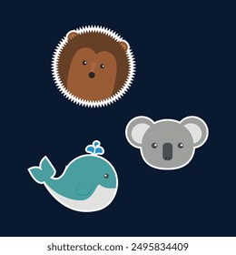 Vector cartoon animals: simple shapes, clean lines, bright colors. Flexible and suitable for education, children's applications, and creative projects