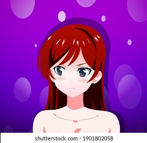 Vector Cartoon Anime Style Expressions. Kawaii Cute Faces. Different Eyes. Anime girl in japanese. Anime style, drawn vector illustration. Sketch.