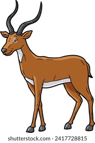 Vector Cartoon Antelope With Big Horns