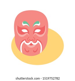 Vector Cartoon Antique Chinese Mask Illustration Isolated