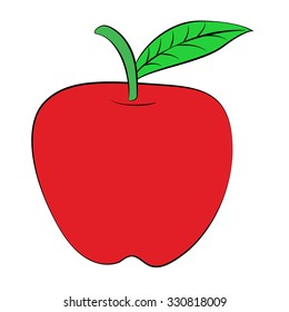 Vector cartoon apple on white background.